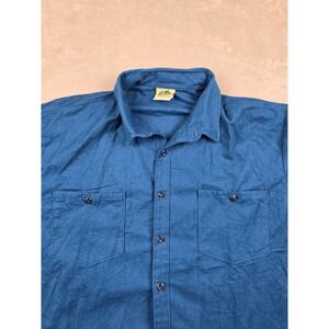 Vintage Ideal Flannel Shirt Mens XL Blue Button Up Made in USA Oversized